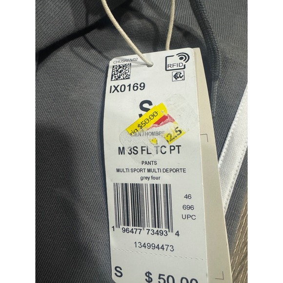 Adidas Mens Essentials 3-Stripes Fleece Tapered Cuff Pants Grey IX0169 Small - Picture 5 of 9